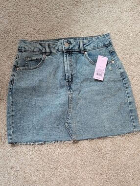 Classic High-Rise Denim Mini Skirt - Light Blue
